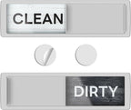 KitchenTour Dishwasher Magnet Clean Dirty Sign, Strong Magnet Clean Dirty Sign for Dishwasher, Farmhouse Wood Design Non-Scratch Dish Washer Indicator Kitchen Decor, Silver