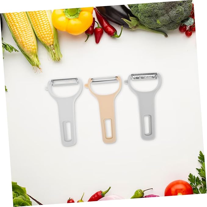 GLEAVI 3Pcs Kitchen Vegetable Peeler Set Ergonomic Plastic Handle Stainless Steel Grater for Effortless Peeling Slicing Shredding of Fruits and Vegetables Cooking Tool