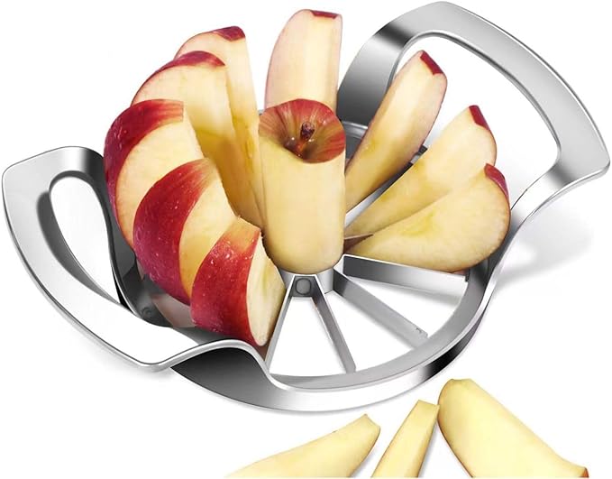 LIIGEMI Apple Slicer,12-Blade Extra Large Apple Corer, Heavy Duty Stainless Steel Apple Cutter and Divider，Easy to Use, Time-Saving.