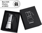 Geesta Premium Crystal Glass-Top Stovetop Espresso Moka Pot - 4/6/ 9 Cups - Stainless Steel Coffee Maker- 160ml/5.6oz/4 cup (espresso cup=40ml)