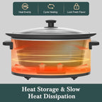 7-Quart Programmable Slow Cooker with Timer Keep Warm - Small Kitchen Appliance for Family Dinners - Serves 6+ People - Heat Settings: Keep Warm(White, Black Liner)