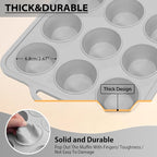 3Pcs Silicone Muffin Pan 6, 12 and 24 Cup with Metal Frame, Non Stick Jumbo Cupcake Pan with Handles, BPA Free Silicon Mini Muffin Tin Regular Tray For Baking,Egg Bites,Mold Light Grey