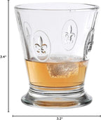 La Rochere Fleur De Lys Glass Tumbler Set of 6 – Classic French Drinking Glasses with Embossed Royal Lily Motif – Pressed Glass Tumblers for Water, Juice & Everyday Entertaining (8.5 Oz)