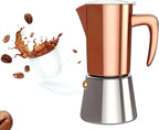 Stainless Steel Moka Pot Espresso Maker 6 Cups (10oz/300ml) - Italian Stovetop Coffee Maker for Gas & Induction Cooktops, Camping & Home Use, Durable Coffee Pot, Brown
