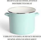 Martha Stewart Thayer 12-Quart Enamel on Steel Scratch-Resistant Stock Pot with Lid – Martha Blue – Durable Large Capacity Pot for Soups, Stews & Boiling