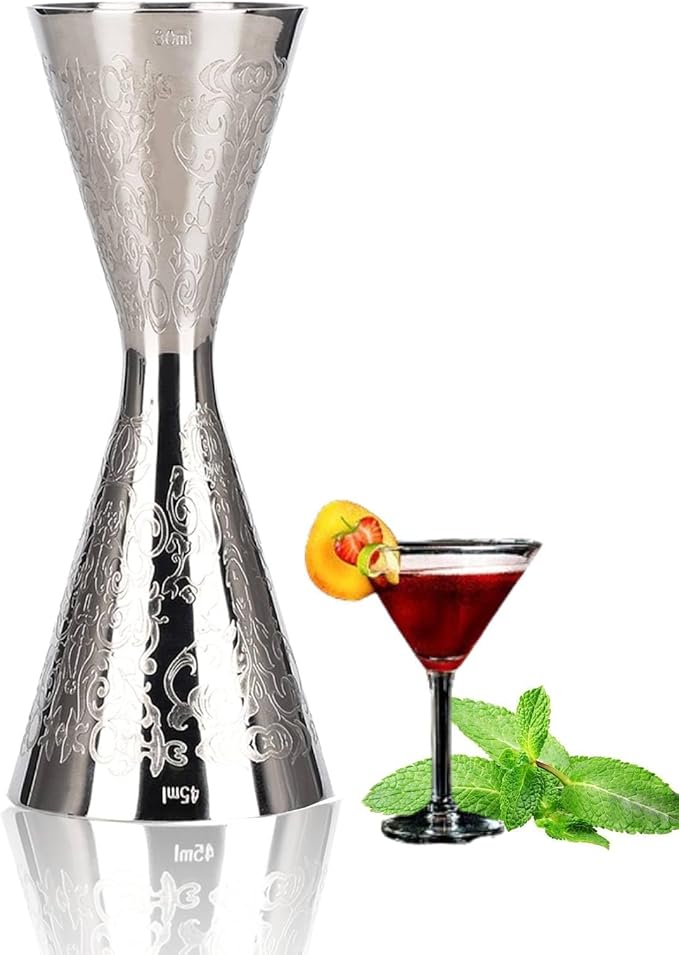 45ml/30ml Jigger for Bartending, Stainless Steel Double Cocktail Jigger with Measurements Inside Bar Alcohol Measuring Tools for Bar Home Bartender Party Wine Drink