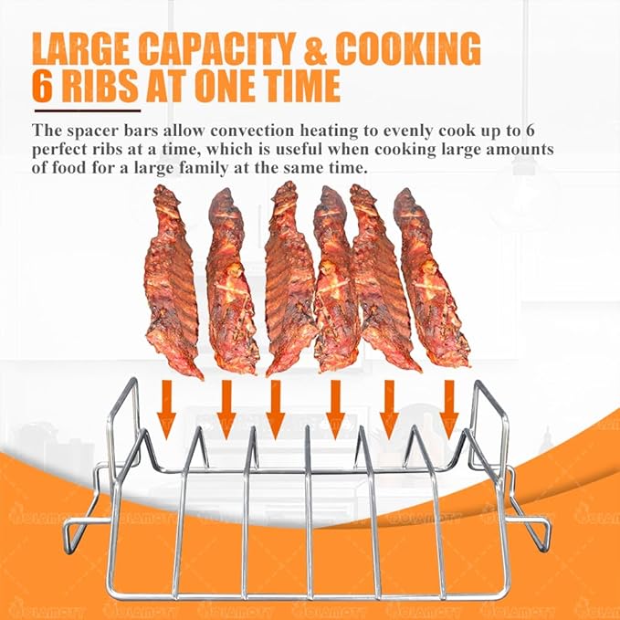 Turkey Roaster Roasting Rack with Pan, Stainless Steel Poultry Turkey Roasting Pan for Smoker Smoking and Grilling/Dual Purpose fit for Oven, Large Size Big Green Egg and Kamado Joe Etc