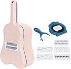 11PCS Vegetable Grater with Container, 6 Blades Violin Shaped Vegetable Slicers Set Peeler Drain Basket Cutting Board Hand Protector for Kitchen (Dusty Pink)
