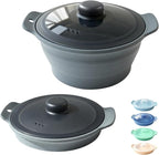 42oz Silicone Microwave Steamer For Vegetables, Cooker For Microwave with Handle & Lid, Collapsible Steam Pot, Heat-Resistant Cooker with Steam Holes, BPA Free, Dishwasher Safe (Grey), 1 Pack