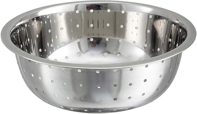 Winco Chinese Colander with 5mm Holes, 11-Inch, Stainless Steel,Medium
