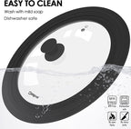 Universal Pan Lids, Silicone Pot lids for Pots, Pans & Skillets - Fits 11", 12" & 13" Diameter Cookware, Replacement Frying Pan lid, Dishwasher Safe (Black)
