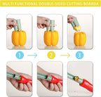 Pepper Corer, 2 in 1 Red Bell Pepper Seed Corer Remover Tool, Fruit & Vegetable Corers Quick Cave Tools for Jalapeno Cutter Deseeder, Yellow Blue, 2 PCS