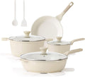 SENSARTE Nonstick Ceramic Cookware Set Large-Size 13-Piece, Healthy Pots and Pans Set, Non-toxic Kitchen Cooking Set with Stay-Cool Handles, PFAS and PFOA Free, Cream White