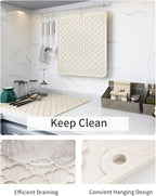 AMOAMI-Dish Drying Mats for Kitchen Counter-Silicone Dish Drying Mat-Kitchen Dish Drying Pad Heat Resistant Mat-Kitchen Gadgets Kitchen Accessories Kitchen Small Appliances(16" x 24", BEIGE)