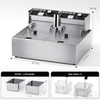 Electric Deep Fryer 3400W Hot 21QT/20L Commercial Deep Fryers with 2 Independent use Baskets Countertop Oil Fryer for Restaurant Use and Home Kitchen