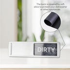 KitchenTour Dishwasher Magnet Clean Dirty Sign, Strong Magnet Clean Dirty Sign for Dishwasher, Farmhouse Wood Design Non-Scratch Dish Washer Indicator Kitchen Decor, Silver