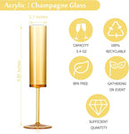24 PCS Amber Champagne Flutes Plastic 5.4 Oz Acrylic Champagne Glasses Mimosa Flutes Glass Colored Sparkling Wine Glass Reusable Amber Toasting Glasses for Weddings Party Bar Birthday Use