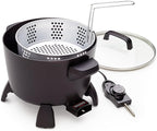 Presto 8-Quart Big Kettle, Steamer and Deep Fryer Multi-Cooker, Black