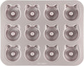 CHEFMADE Donut Mold Cake Pan, 12-Cavity Non-Stick Bear-shaped Doughnut Bakeware for Oven Baking (Champagne Gold)