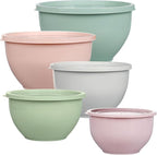 Greentainer Plastic Mixing Bowls with Lids Set for Kitchen, 5 Set Nesting Bowls for Mixing, Baking, Prepping, Cooking and Serving Food, Mixing Bowls Dishwasher, Microwave Safe