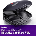 Dominion 2-Serving Classic Plate Electric Indoor Grill and Panini Press, Easy Storage & Clean, Perfect for Breakfast Grilled Cheese Egg & Steak, Black