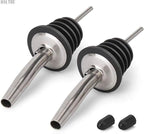 2PCS Stainless Steel Pourers, Speed Liquor Bottle Pourer, Olive Oil and Vinegar Tapered Stopper Spout, Suitable for About 3/4" Bottle Mouth, Olive Oil Spout with Sealed Dust Caps