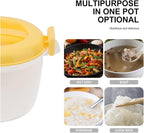 OSALADI 1L Microwave Rice Cooker Mini Rice Cooker Steamer Keep Warm Function for Soups Stews Grains Oatmeal Yellow