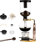 Japanese Siphon Coffee Maker, Glass Vacuum Siphon Coffee Pot 5-Cup (600ml) with Alcohol Burner, Adjustable Buffer Clamp, Stainless Steel Bracket Base for Coffee Aficionados