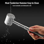 Stainless-Steel Meat Tenderizer Mallet - Meat Tenderizer Tool for Pounder Chicken, Beef, Steak, Pork, Dual-Sided with Ergonomic Handle, Dishwasher Safe