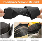 YEVIOR Clip on Strainer for Pots Pan Pasta Strainer, Silicone Food Strainer Hands-Free Pan Strainer, Clip-on Kitchen Food Strainer for Spaghetti, Pasta, Ground Beef Fits All Bowls and Pots (2P)