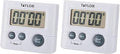 Taylor Digital Timer with 99 Minute 59 Second Display, Easy to Use, White Compact Design for Kitchen Cooking, Baking, and Timing Needs (Pack of 2)