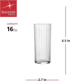 Bormioli Rocco Exclusiva Tom Collins Glasses - Set of 12, Laser Cut Thin Rim, Secure Edge Thermal Strong Rims - 16oz Star Glass Tumblers for Cocktails, Water & Beverages, Made in Italy, Lead-Free