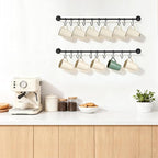 Mkono Mug Holder Wall Mounted Coffee Cup Rack Hanger Modern Metal with 20 Mug Hooks Rustic Utensil Tea Cups Storage Organizer for Kitchen Dining Room Coffee Bar, Set of 2, Black