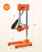 CO-Z Manual Citrus Juicer, Heavy-Duty Manual Juicer with Conical & Flat Pressure Plates, Professional Lemon Squeezer for Orange Pom Lime Lemon Juice, Dishwasher Safe Juice Press, Orange