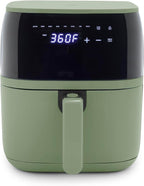 GreenLife Compact Electric Air Fryer Oven, 5.3 QT, PFAS-Free Ceramic Nonstick Drawer, 8 One Touch Digital Display, Easy View Window, Auto Shut-Off Timer, Dishwasher Safe Parts, 1500 Watts, Sage