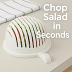 Quick Salad Maker Chopper Salad Cutter Bowl Swiftly Dice Fruits & Vegetables, BPA-Free Healthy Meals and Salads in Minutes Multi-functional (White)