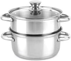 3.0 Quart Steamer Pot for Cooking, 2-tier Steam Pots with Lid for Cooking Vegetables, Seafood, Soups, Food and Pasta
