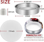 8 Inch Cake Pan Set of 3, E-Far Stainless Steel Round Layer Cake Baking Pans with Parchment Rounds & Side Liner Roll, Non-Toxic & Healthy Metal Cakes Tin, Straight Side & Dishwasher Safe