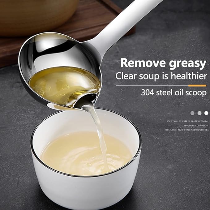 Stainless Steel Scoop Filter Grease Spoon Colander Spoon Soup Oil Separation Cooking Colander Tools Kitchen Gadgets Set