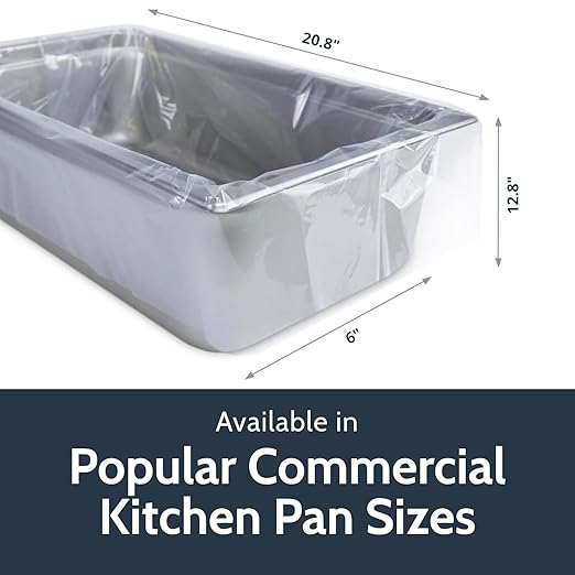 PanSaver Low Temperature Liners for Easy Clean Up - Disposable Buffet Pan Liners, Ovenable up to 220F - Clear (6 & 7 Quart Round - 15 x 15 IN)