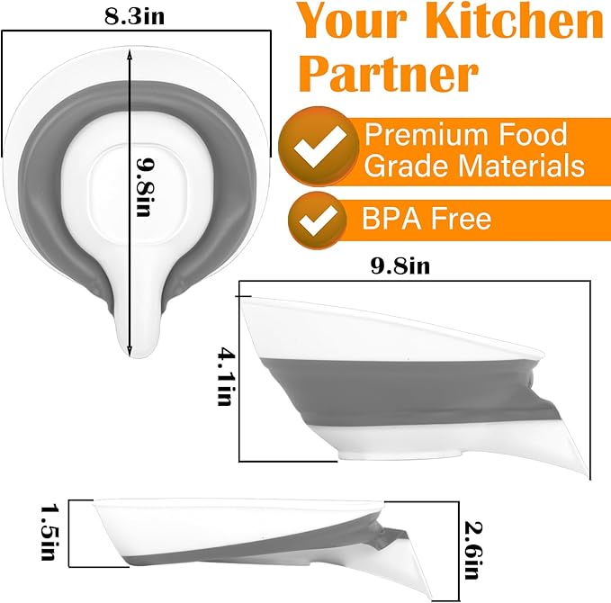 Collapsible Colander - Small Strainer Basket, Side-Drain Design, Dishwasher Safe Food Strainer for Pasta, Fruits, Vegetables