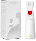FLAIROSOL OLIVIA SIGNATURE Advanced Kitchen Oil Sprayer Technology, Fine Mist & Portion Control, Refillable Glass Olive Oil Cooking Spray Bottle for Air Fryer, Salad, BBQ, 200ml (White, Gold)