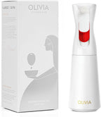 FLAIROSOL OLIVIA SIGNATURE Advanced Kitchen Oil Sprayer Technology, Fine Mist & Portion Control, Refillable Glass Olive Oil Cooking Spray Bottle for Air Fryer, Salad, BBQ, 200ml (White, Gold)
