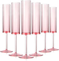 6 Pieces Acrylic Pink Champagne Flutes 5.4 OZ Square Champagne Glasses Stemmed Coupes Reusable Wedding Toasting Glasses Rose Bride Wine Glasses For Birthday Party Wedding Anniversary Christmas