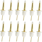 24 Pack Liquor Pour Spouts Set - Stainless Steel bottle spout and Liquor Pourers Dust Caps Covers Gold White