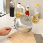 Stainless Steel Basin Colander with Handle Kitchen Strainer, Resting Feet and Colander to Strain, Rinse, Fry, Steam or Cook Vegetables & Pasta & Wash fruits
