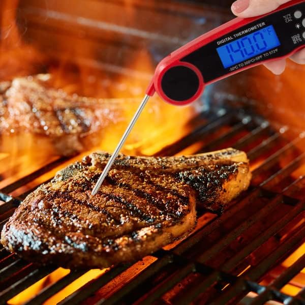 Instant Read Food Thermometer - Water-Resistant Digital Thermometer with Magnetic Back - for Cooking, Grilling, and Baking by Home-Complete