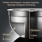 Mixing Bowls, 5Pcs Stainless Steel Mixing Bowl Set, Utensils for the Kitchen, Multifunctional, Stackable, Dishwasher Safe, 3.75L / 3.25L / 2.5L / 2L / 1.3L (Without)