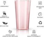 Liacere Plastic Drinking Glasses Set of 12-18oz Highball Pink Reusable Plastic Glasses Colors, Water Glasses Cups,Tumbler Glassware Set for Beer, Juice, Cocktail, Milk for Mother's Day Valentine’s Day