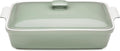ROSSALLINI Stoneware Casserole Dish Bakeware Set with Lid, Covered Rectangular Dinnerware, Extra Large 4.23 Quart, 13 by 9 Inch, Verde Salvia [Sage Green]